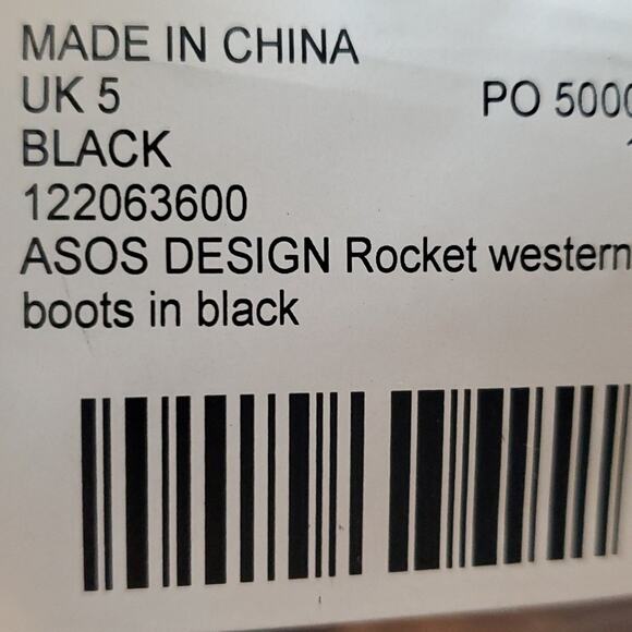 ASOS DESIGN SIZE 7 Rocket western ankle cowboy boots in black UK Size 5 - Picture 10 of 10